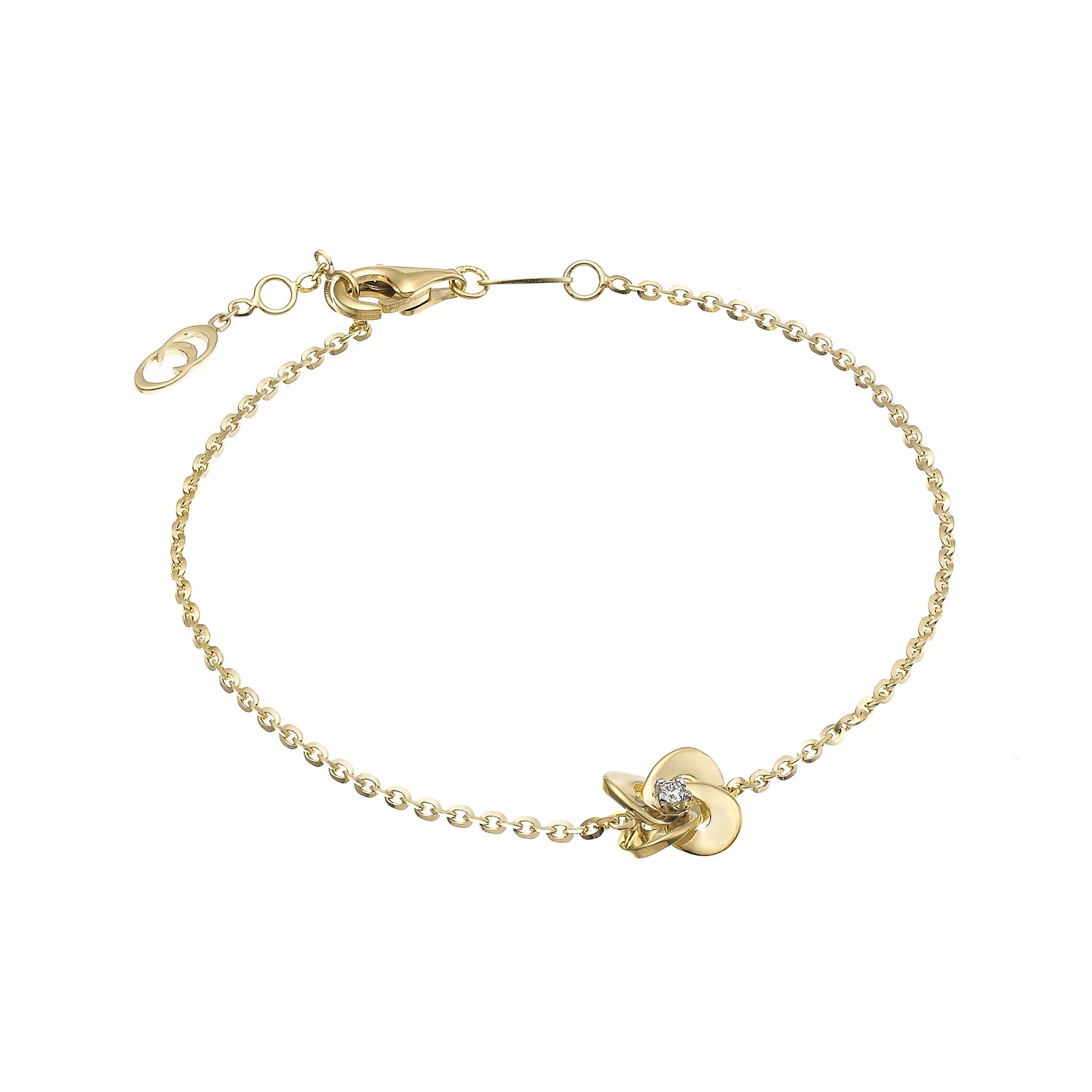 BRACCIALE DA DONNA A FILO IN ORO GIALLO E BIANCO 18 KT CON FARFALLE E Zirconi Taglio Brillante