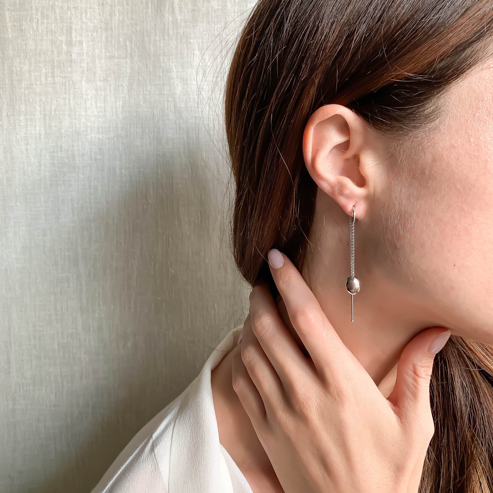 Orecchini Bohémien Piuma Bianca | Gioielli Bohm | Argento 8cm - Foto 11