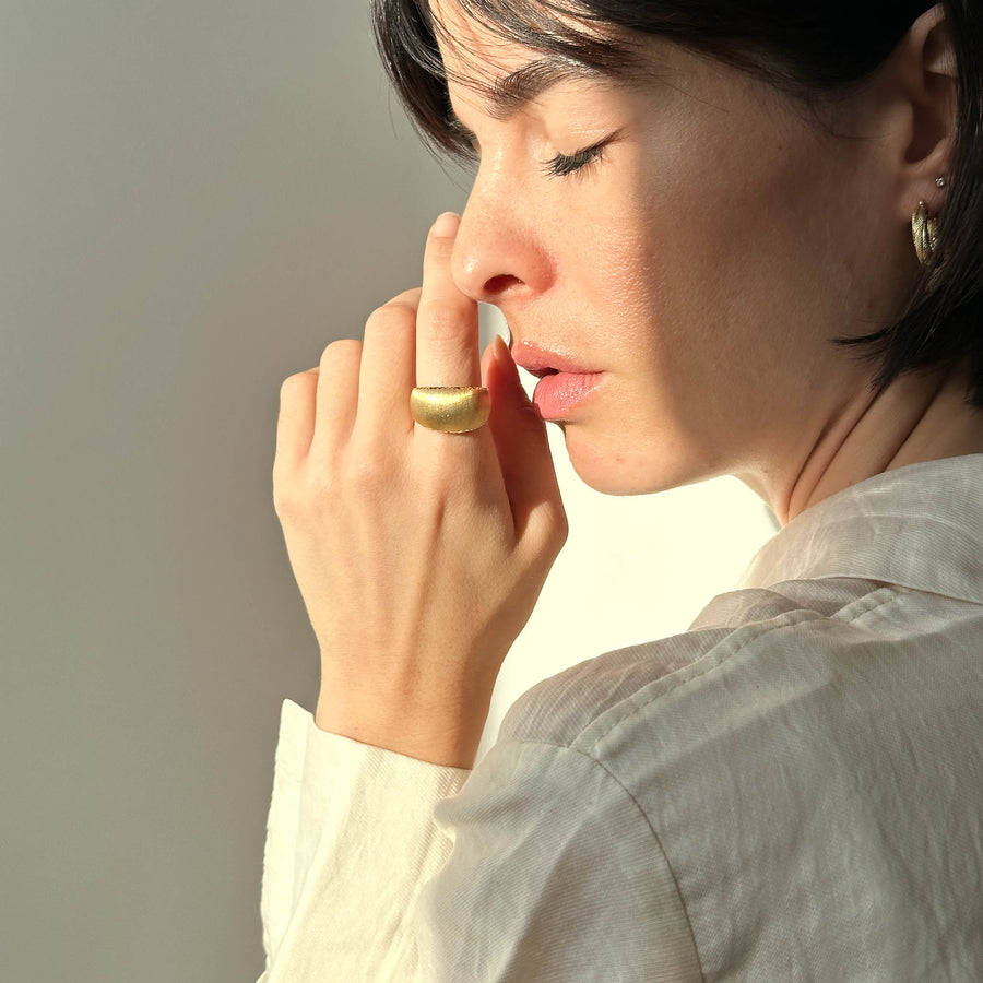 Anello satinato in oro giallo