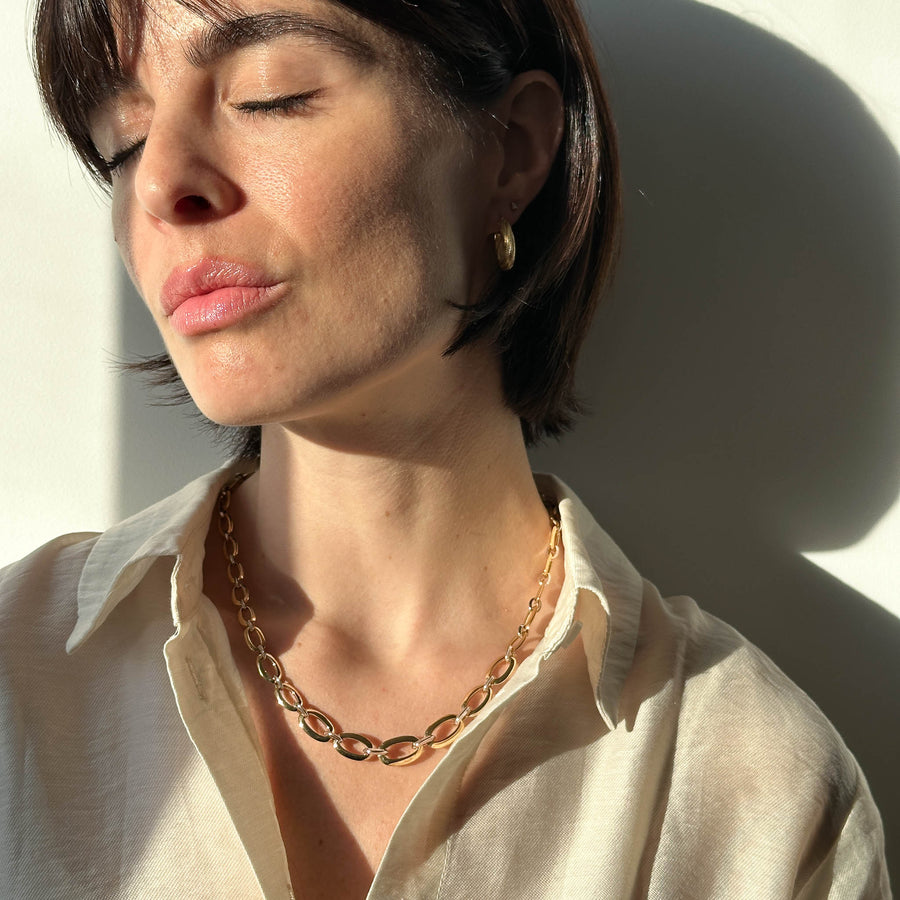 Collana maglia ovale in oro giallo