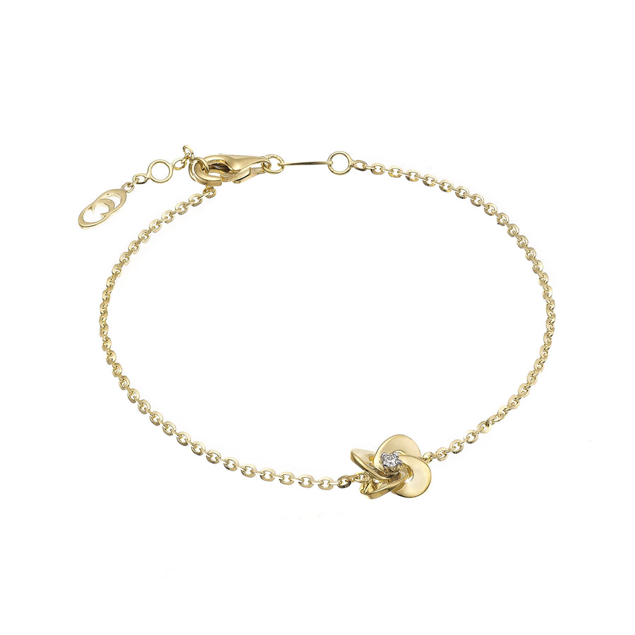 Bracciale in oro giallo con fiore e diamante-Link Joy